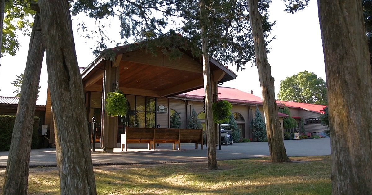 The covered front entrance