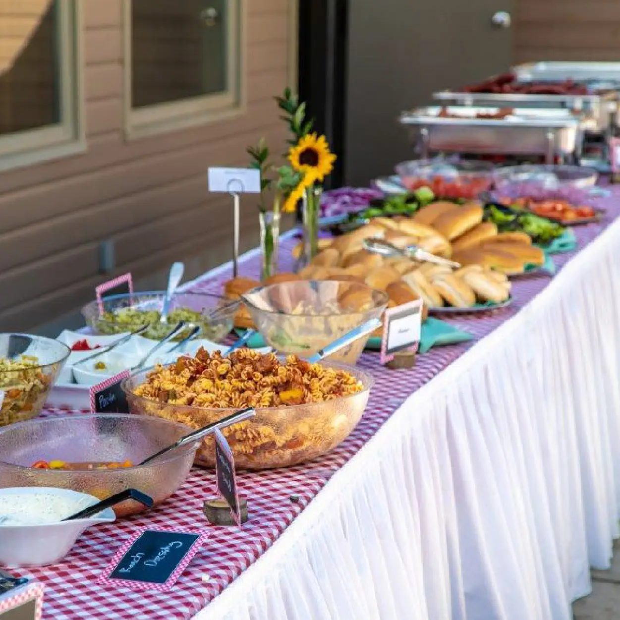 A backyard-style buffet for a group gathering