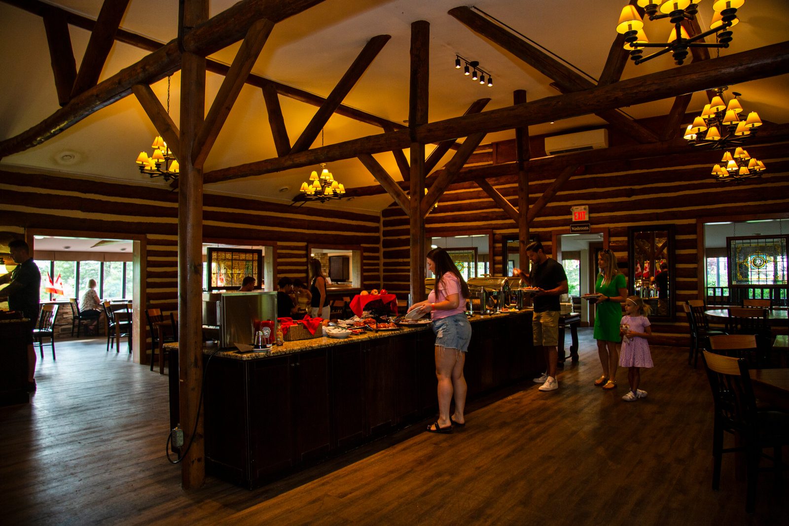 Guests at the breakfast buffet